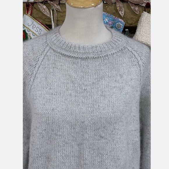 Handmade Women's Hand Knitted Gray Mink Wool Blend Sweater Pullover Size L-XL-1X - Picture 4 of 8